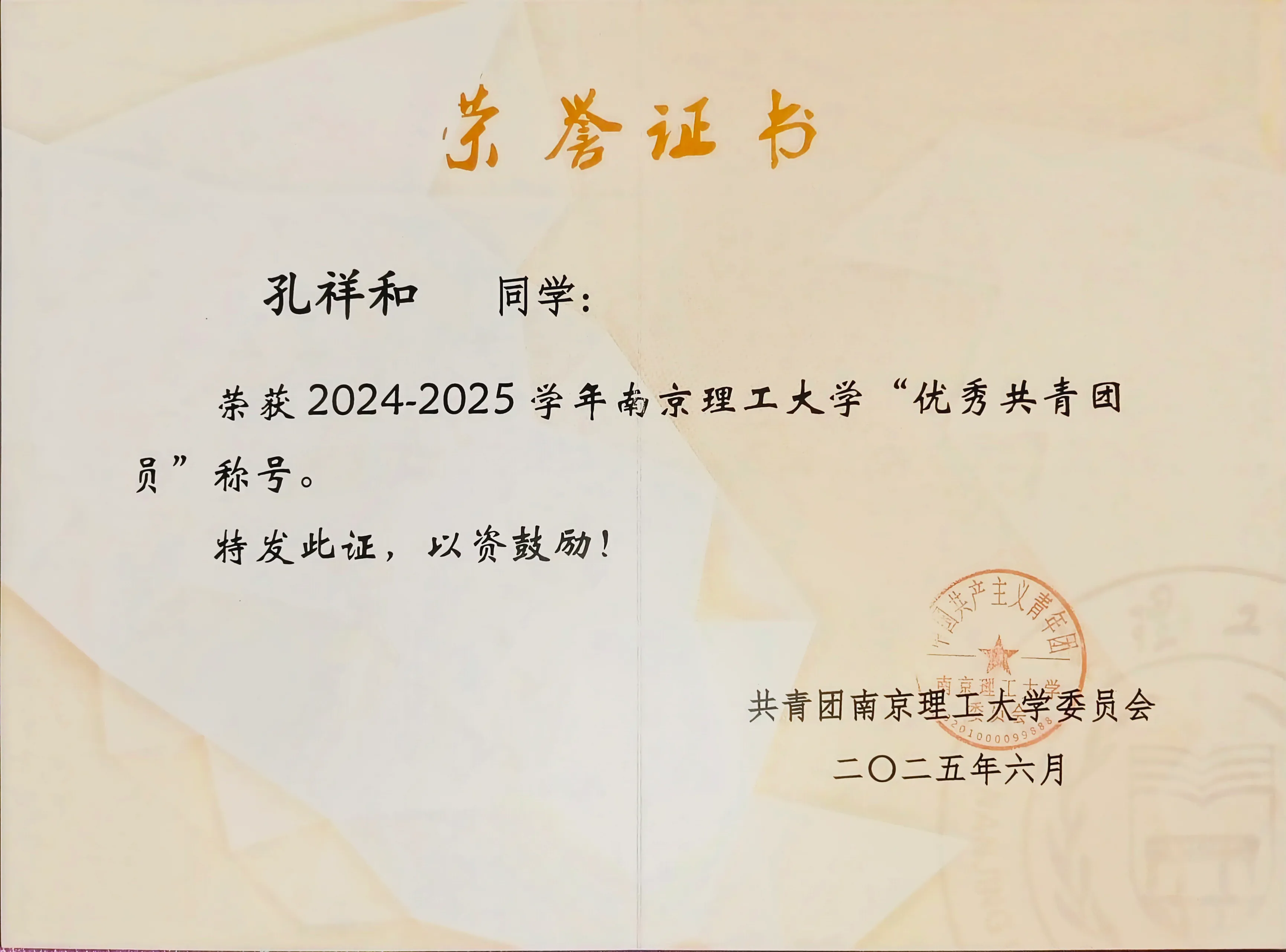 优秀共青团员